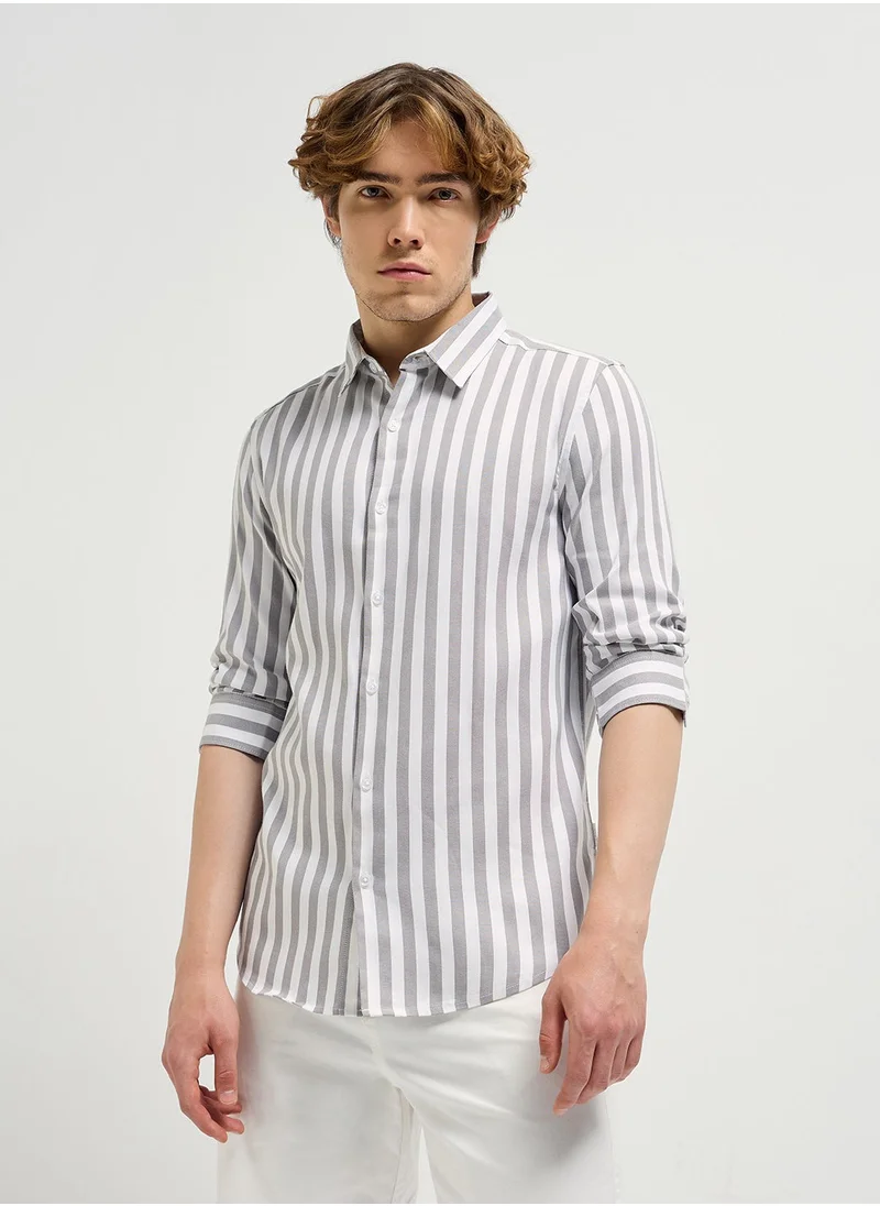 THE BEAR HOUSE Cotton Shirt for Men | Slim Fit, Long Sleeve, Casual or Formal Button-Down | Soft, Breathable Fabric for Work, Everyday, & All-Season Wear in Stylish