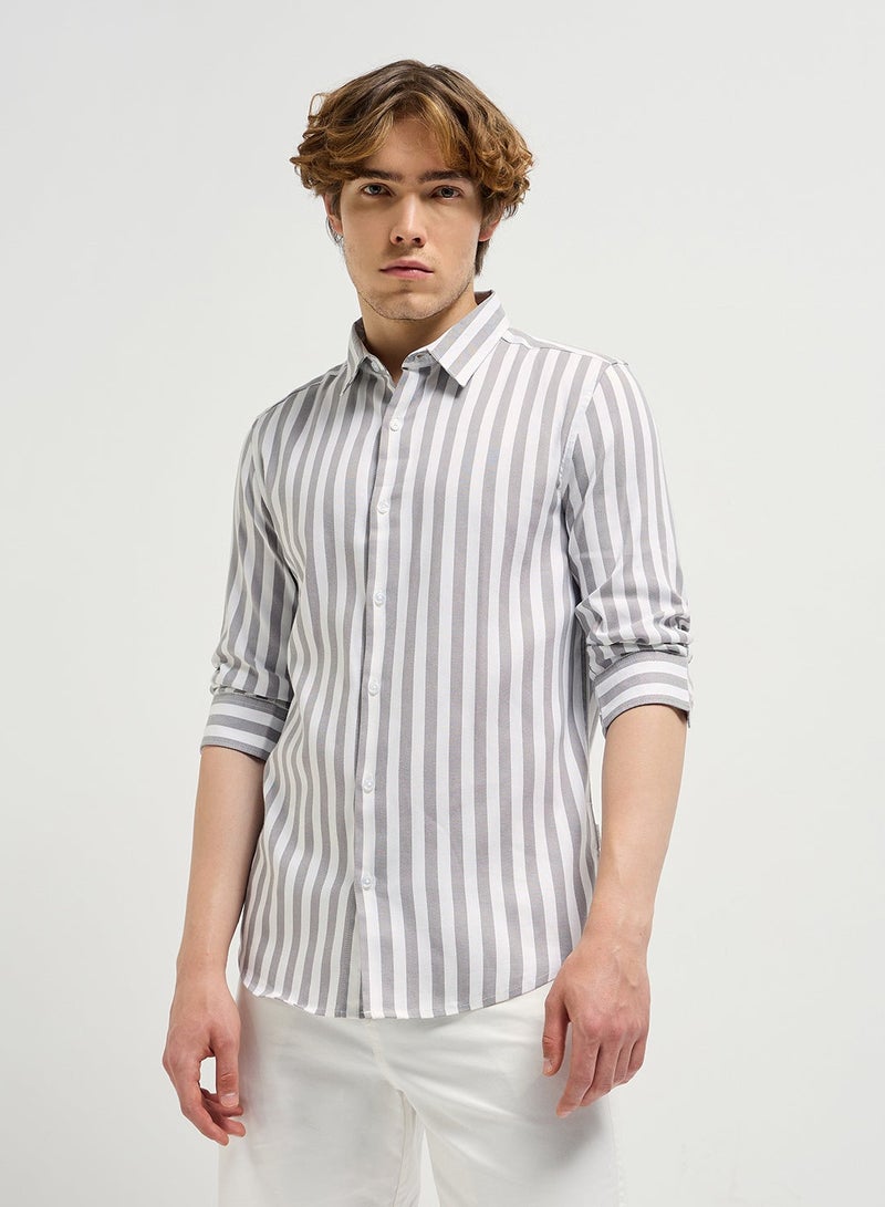 THE BEAR HOUSE Cotton Shirt for Men | Slim Fit, Long Sleeve, Casual or Formal Button-Down | Soft, Breathable Fabric for Work, Everyday, & All-Season Wear in Stylish - Image 1