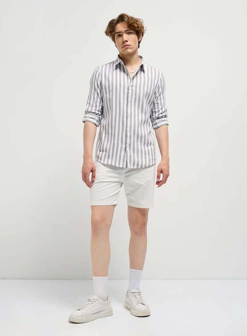 THE BEAR HOUSE Cotton Shirt for Men | Slim Fit, Long Sleeve, Casual or Formal Button-Down | Soft, Breathable Fabric for Work, Everyday, & All-Season Wear in Stylish