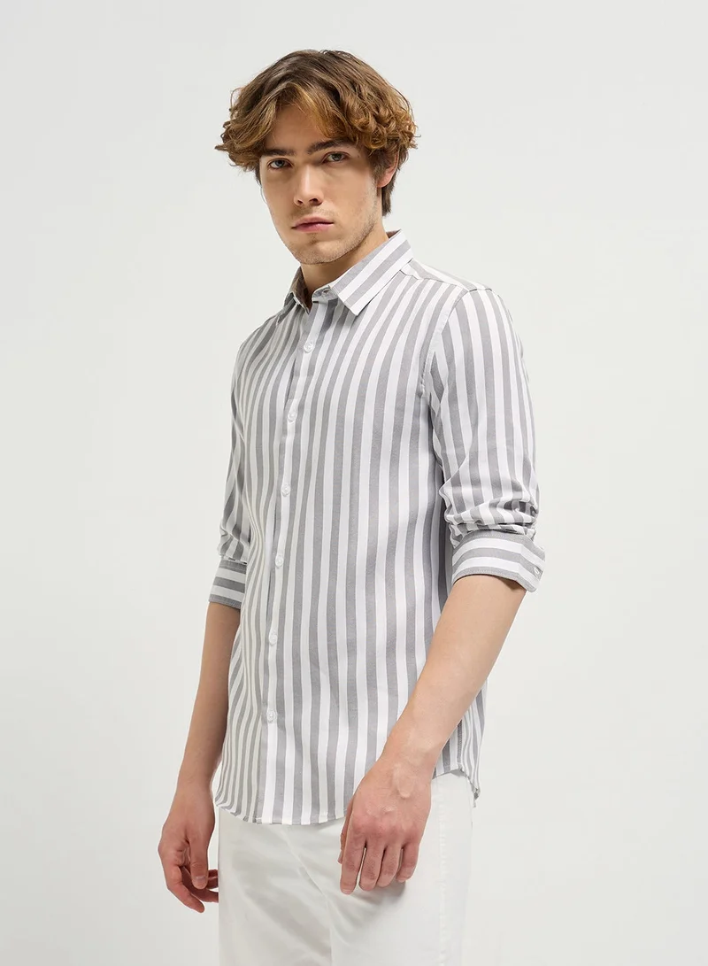THE BEAR HOUSE Cotton Shirt for Men | Slim Fit, Long Sleeve, Casual or Formal Button-Down | Soft, Breathable Fabric for Work, Everyday, & All-Season Wear in Stylish