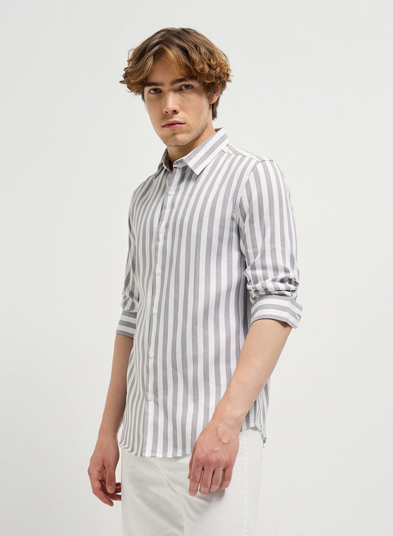 THE BEAR HOUSE Cotton Shirt for Men | Slim Fit, Long Sleeve, Casual or Formal Button-Down | Soft, Breathable Fabric for Work, Everyday, & All-Season Wear in Stylish - Image 5