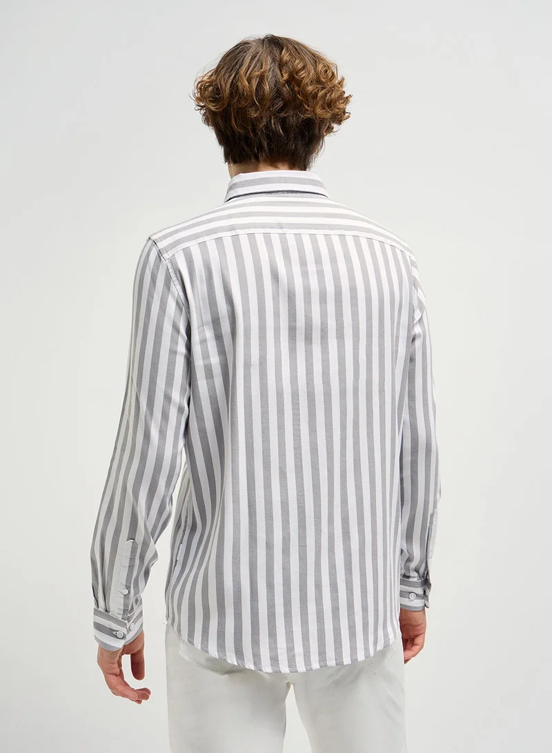 THE BEAR HOUSE Cotton Shirt for Men | Slim Fit, Long Sleeve, Casual or Formal Button-Down | Soft, Breathable Fabric for Work, Everyday, & All-Season Wear in Stylish