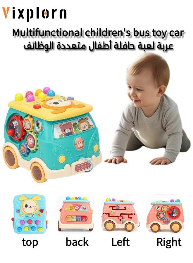 Vixplorn Pounding Toys Toddler Educational Toys Bus Hamster Toy Play Hammer Game Grasp Handle Wooden Hammer Children's Early Education Toy Suitable for 0-3 Years Old Children Gift Boys Girls - Image 1