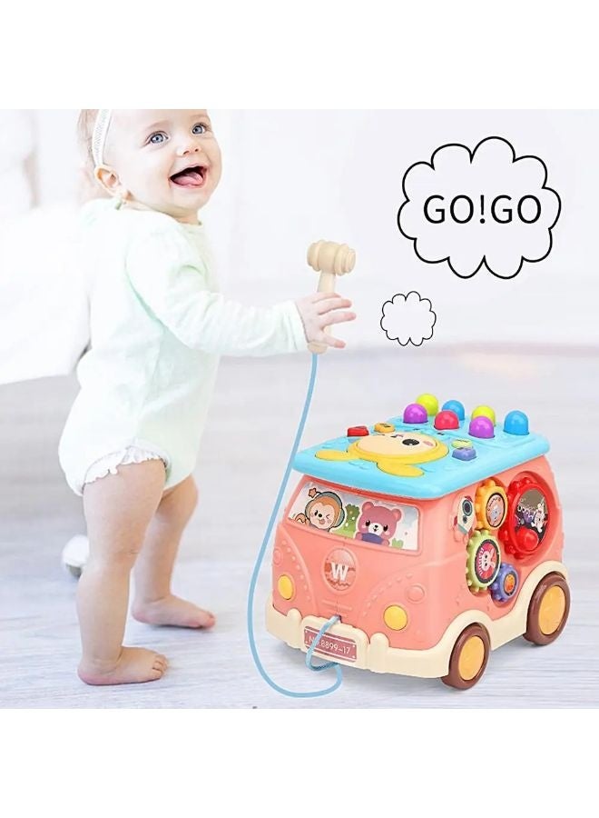 Vixplorn Pounding Toys Toddler Educational Toys Bus Hamster Toy Play Hammer Game Grasp Handle Wooden Hammer Children's Early Education Toy Suitable for 0-3 Years Old Children Gift Boys Girls - Image 4