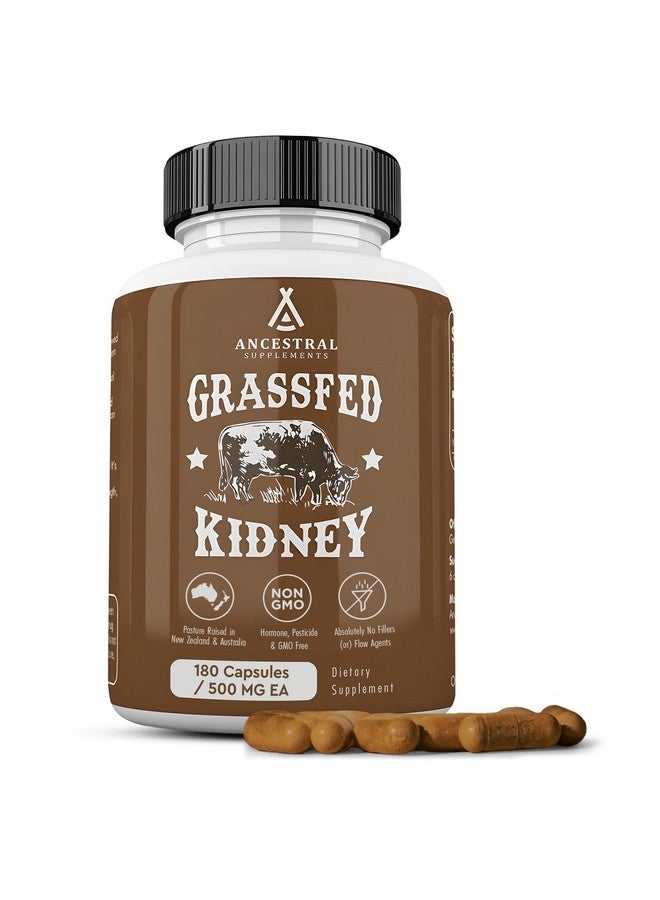 Ancestral Supplements مكملات أنسجة الأجداد من لحم البقر العشبي، 3000 ملغ، مكمل إنزيم DAO، دعم الكلى لصحة المسالك البولية والهيستامين، سيلينيوم، B12، غير معدّل وراثيًا، 180 كبسولة - Image 1