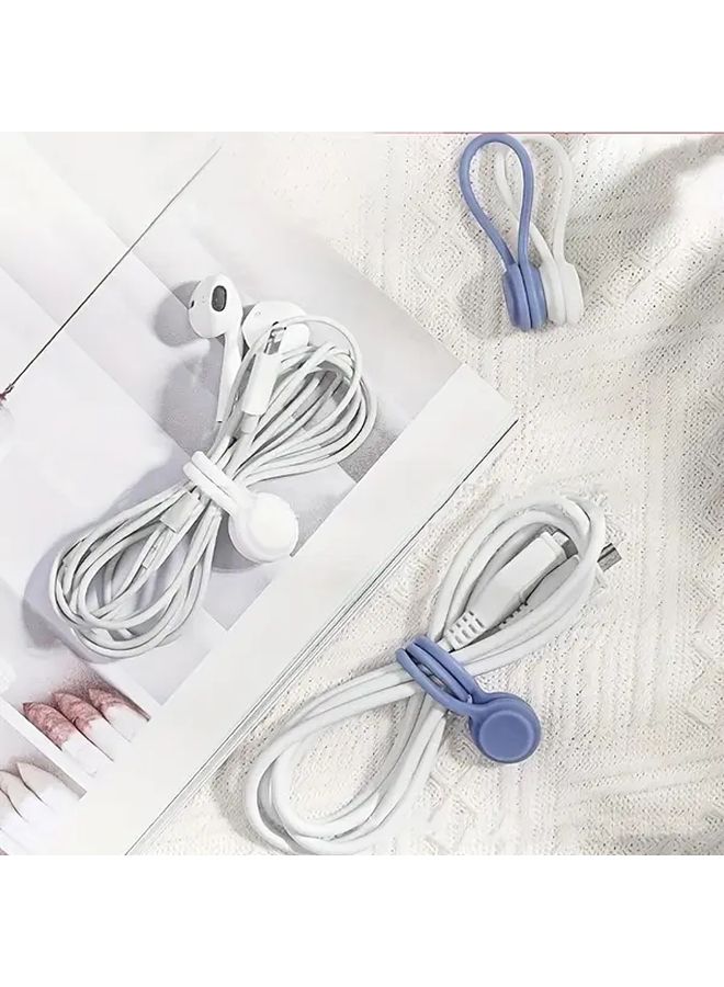 10pcs Random Colors Magnetic Cord Winder Earphone Style Cable Management Buckle - Image 5