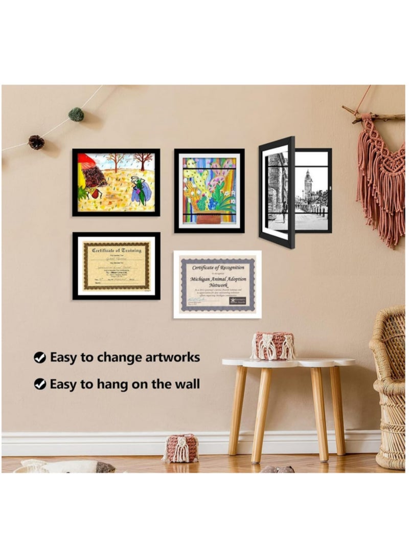A4 Wooden Kids Art Frame Magnetic Changeable Children Drawing Display Frames for Walls DIY Picture Poster Flap Storage Rack Home Decor Exhibition of Paintings and Pictures Decoration  - Image 4