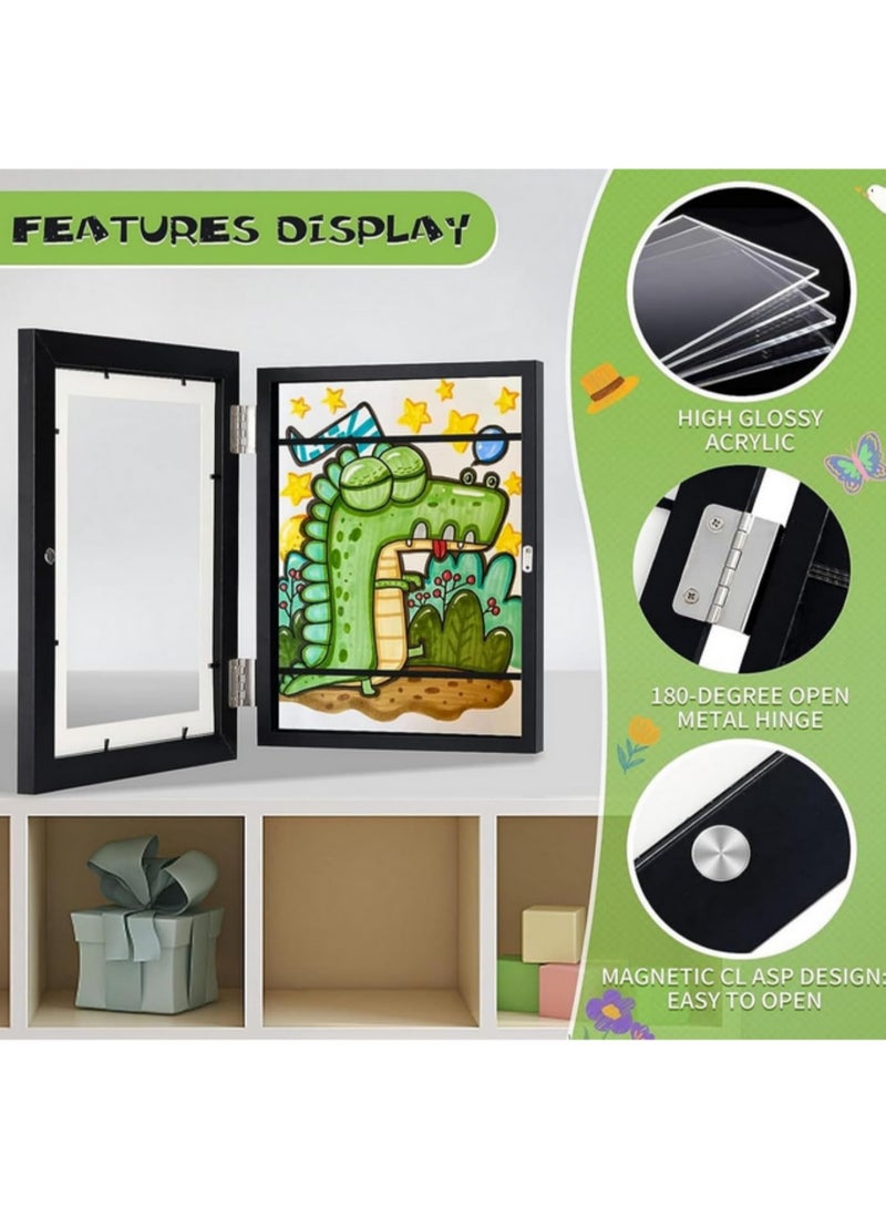 A4 Wooden Kids Art Frame Magnetic Changeable Children Drawing Display Frames for Walls DIY Picture Poster Flap Storage Rack Home Decor Exhibition of Paintings and Pictures Decoration  - Image 5