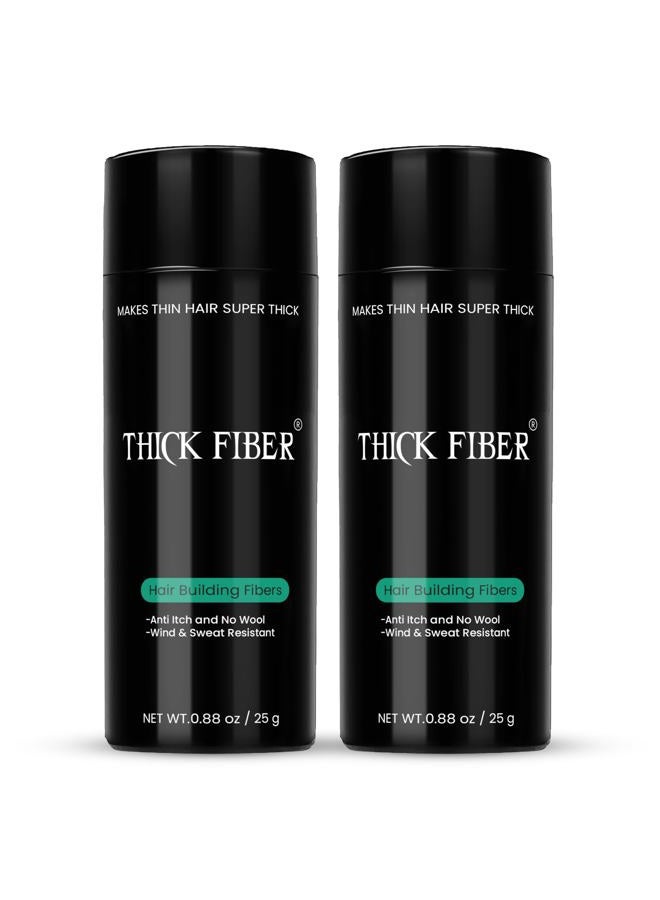 Thick Fiber Hair Fibers for Thinning & Bald Spots (DARK BROWN, Pack of 2) - 25g Bottle - Conceals Loss in Seconds - Powder for Women & Men - Image 1