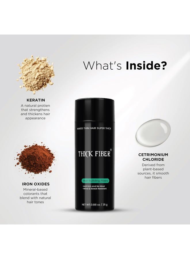 Thick Fiber Hair Fibers for Thinning & Bald Spots (DARK BROWN, Pack of 2) - 25g Bottle - Conceals Loss in Seconds - Powder for Women & Men - Image 5