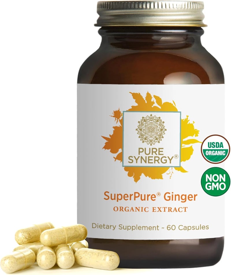 PURE SYNERGY SuperPure Ginger Extract Ginger Root Extract Capsules Organic Ginger Powder Digestion Supplement for Stomach and Joint Support 60 Capsules - Image 1