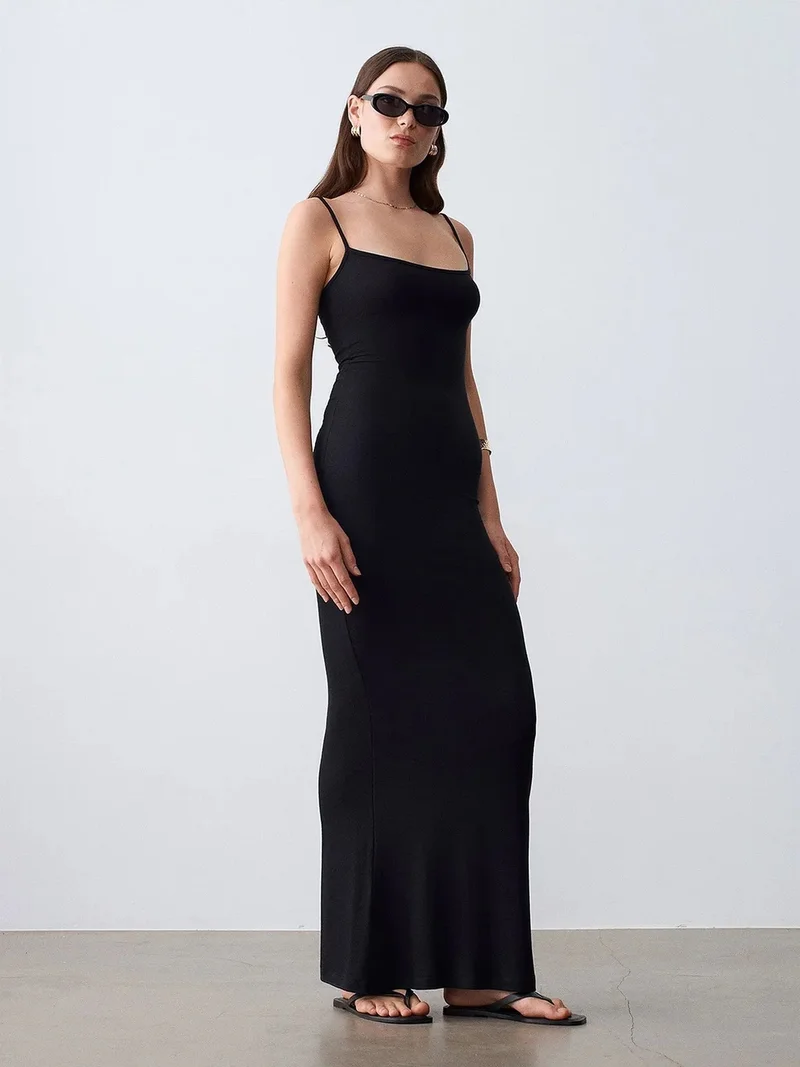 Dilvin DILVIN Ribbed Bodycon Maxi Dress