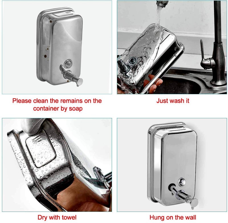 Puffin Stainless Steel Wall Mount Liquid soap Dispenser - 500ml - Image 5