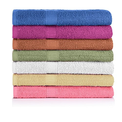 CrystalTowels Bath Towel Set Pack of 7 27 x 52 Inches 100 Cotton Ultra Soft Highly Absorbent Bath Towel Lightweight and Quick Drying Towels Multi Colors Brights