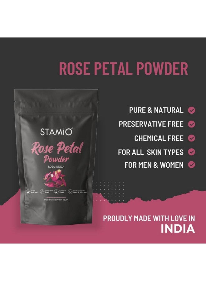 STAMIO Rose Petals Powder 250 Gm For Face Pack Skin Care Mask Diy Sun Dried Gulab Patti Pure Natural Rosa Indica All Skin Types Men & Women In Pouch 8.82 Oz - Image 2