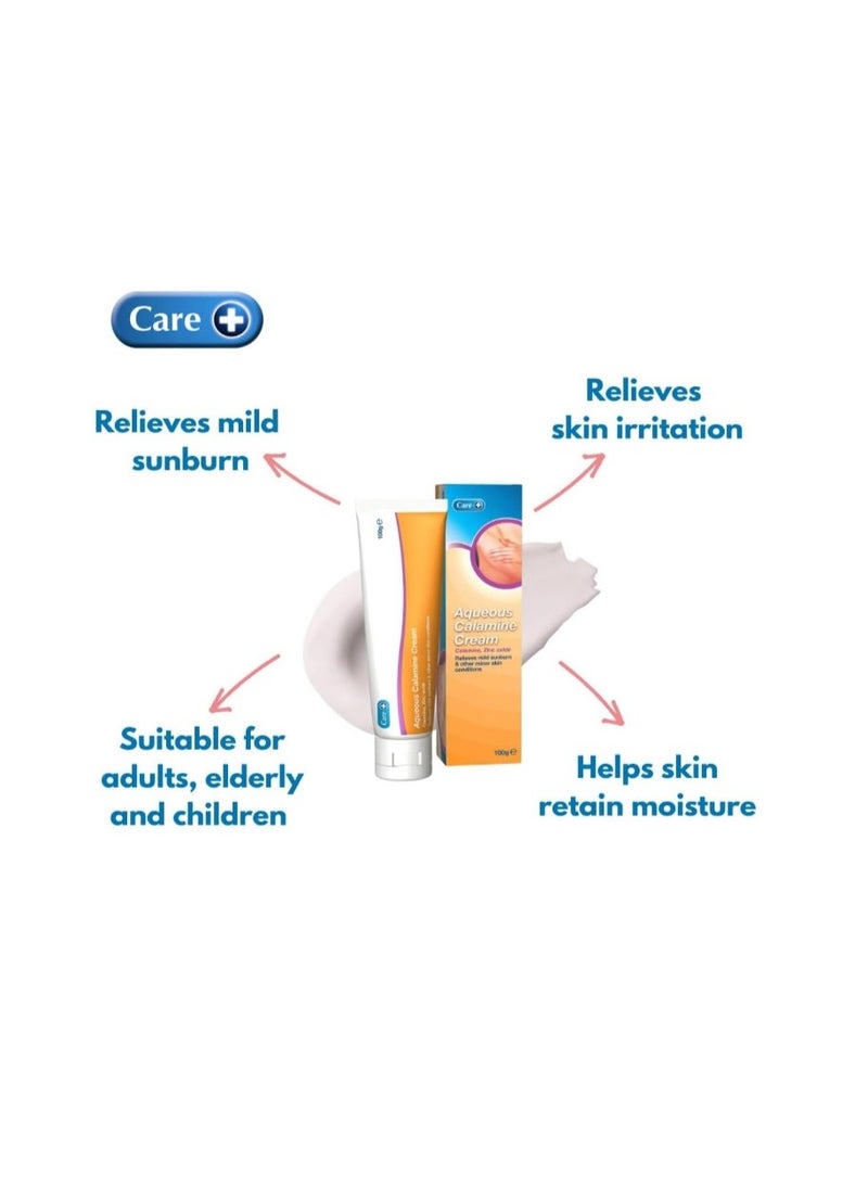 CARE PLUS Care Aqueous Calamine Cream, 100gm  – Sunburn, Soothing Skin Relief  Cream - Image 4