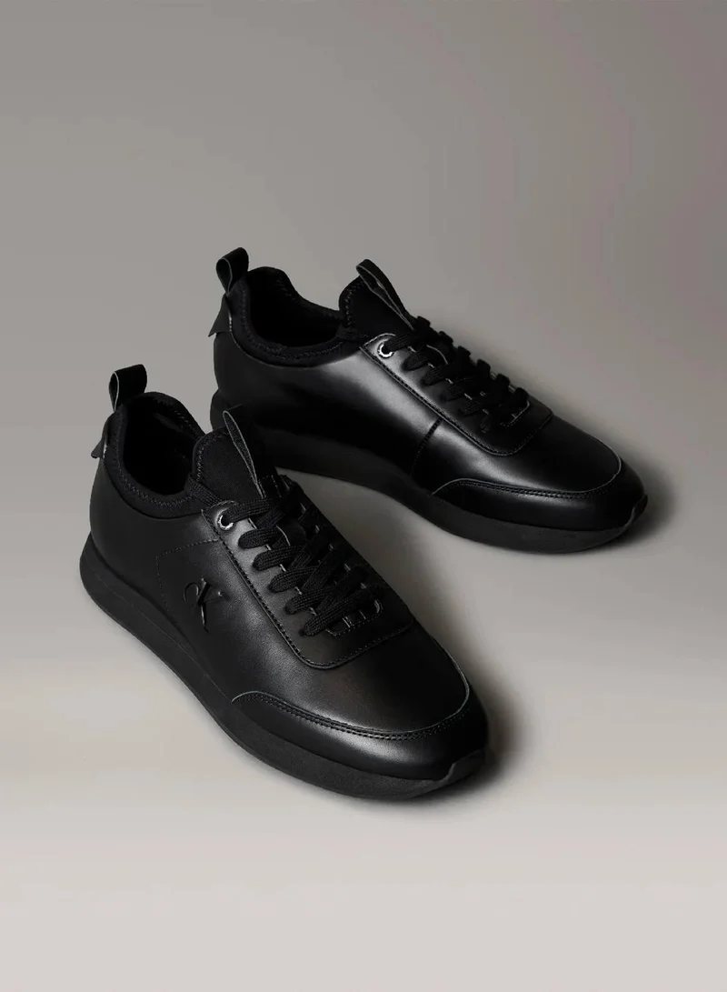 Calvin Klein Jeans Leather Signature Logo Runner Trainers