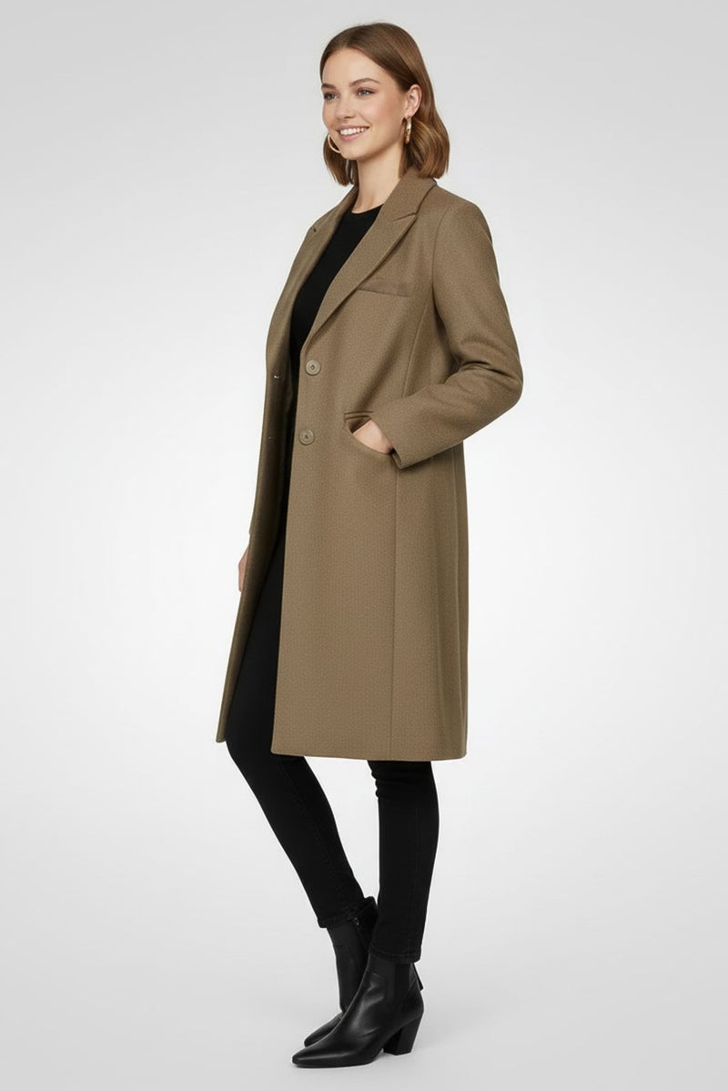 NA-KD Josefine HJ x NA-KD Women Knitted Long Sleeve Trench Coat, Dark Beige - Image 5