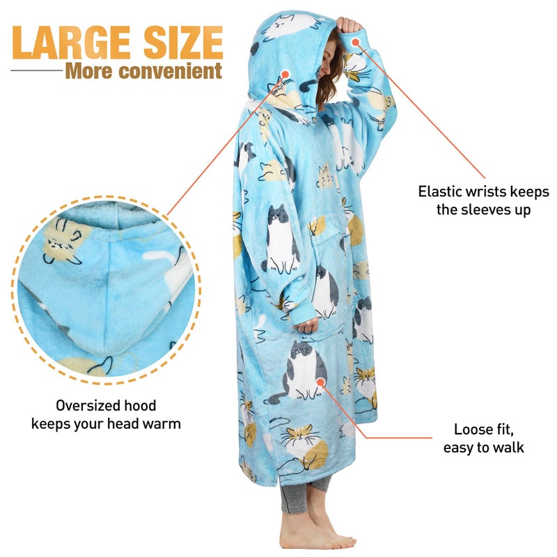 Catalonia Catalonia Full Body Oversized Blanket Hoodie Sweatshirt  Extra Long Wearable Fleece Pullover  Gift for Adult Men Women Wife Girlfriend  - Image 3