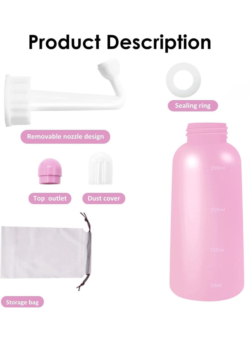 Mini Peri Bottle, 350ml Portable Travel Bidet with Carry Bag, TPE Material for High Temperature Resistance, Essentials for Postpartum Care, Childbirth Cleaner for Women,Men,Baby,Personal Hygiene Outdoor,Camping,Travling(Pink) - Image 3