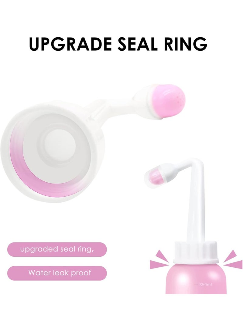 Mini Peri Bottle, 350ml Portable Travel Bidet with Carry Bag, TPE Material for High Temperature Resistance, Essentials for Postpartum Care, Childbirth Cleaner for Women,Men,Baby,Personal Hygiene Outdoor,Camping,Travling(Pink) - Image 4