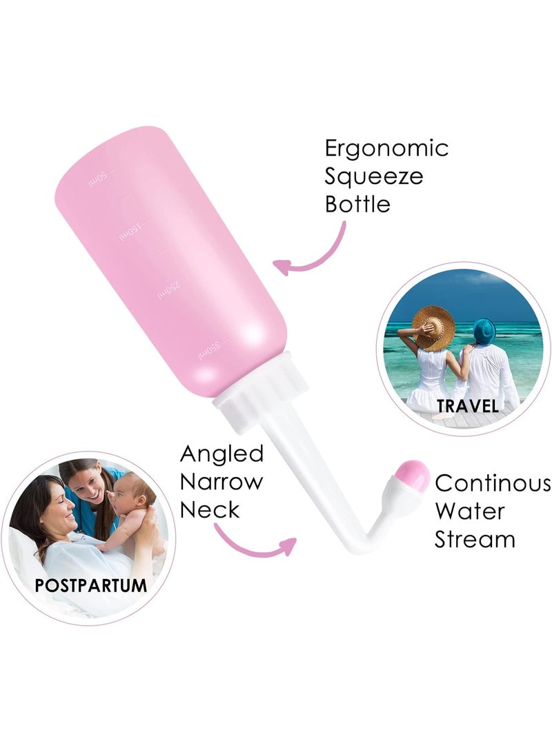 Mini Peri Bottle, 350ml Portable Travel Bidet with Carry Bag, TPE Material for High Temperature Resistance, Essentials for Postpartum Care, Childbirth Cleaner for Women,Men,Baby,Personal Hygiene Outdoor,Camping,Travling(Pink) - Image 5