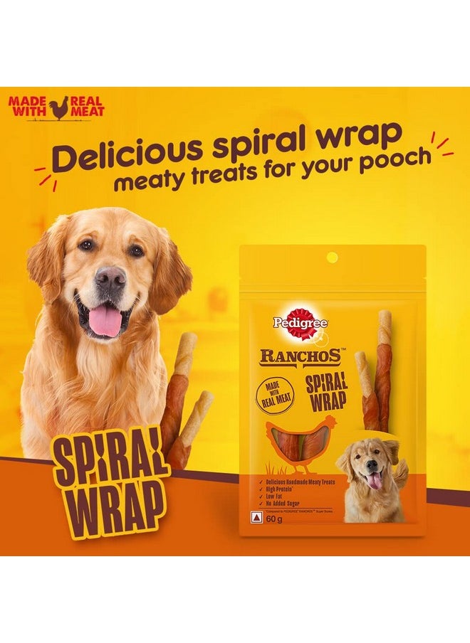 Pedigree Pedigree Ranchos Spiral Wrap (1+ Years) Dog Treats, Chicken & Smokey Lamb Flavour, 60 g (Pack of 12), High in Protein & Low in Fat With No Added Sugar  - Image 3