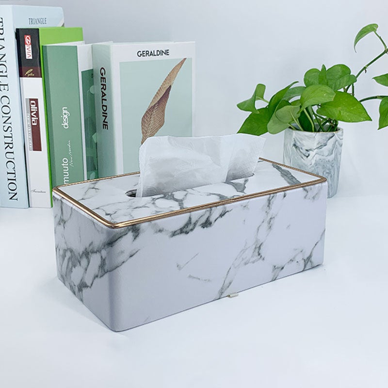 Light Luxury Fashion Paper Box Creative Household High-End Leather Tissue Box Dining Table Coffee Table Paper Box With Logo - Image 3