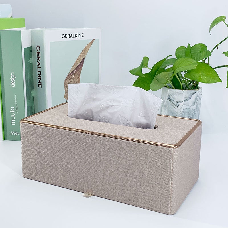 Light Luxury Fashion Paper Box Creative Household High-End Leather Tissue Box Dining Table Coffee Table Paper Box With Logo - Image 2