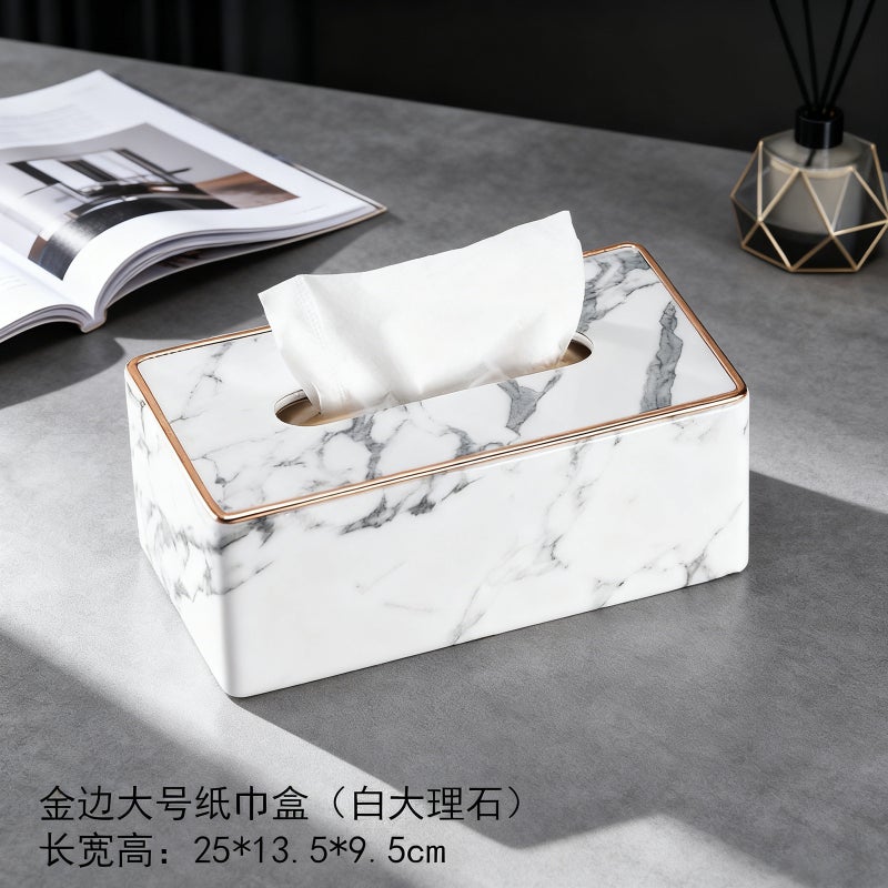 Light Luxury Fashion Paper Box Creative Household High-End Leather Tissue Box Dining Table Coffee Table Paper Box With Logo - Image 1