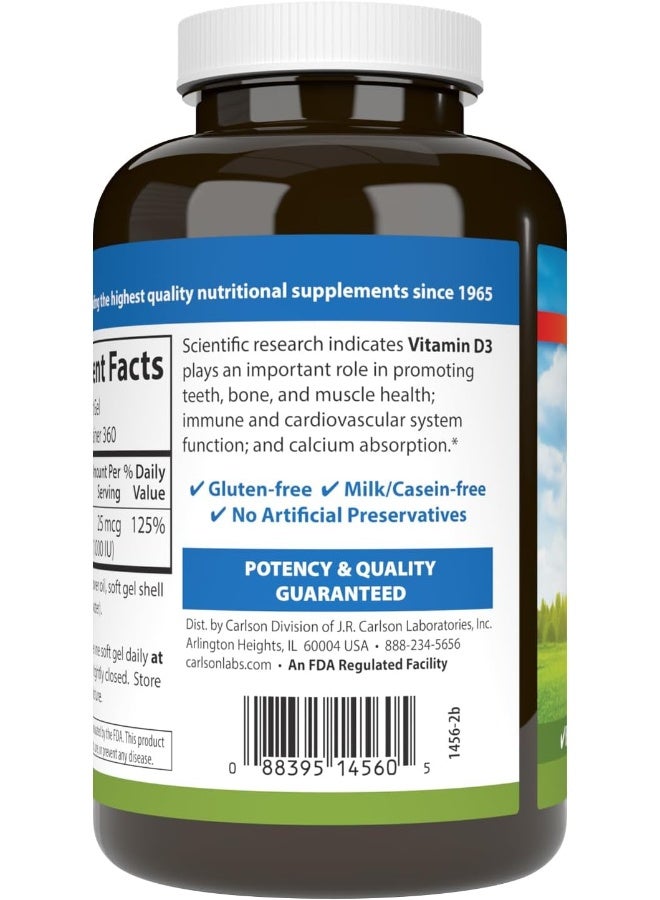 Carlson Vitamin D3 Soft Gels 1000 IU for Bone Health - Image 3