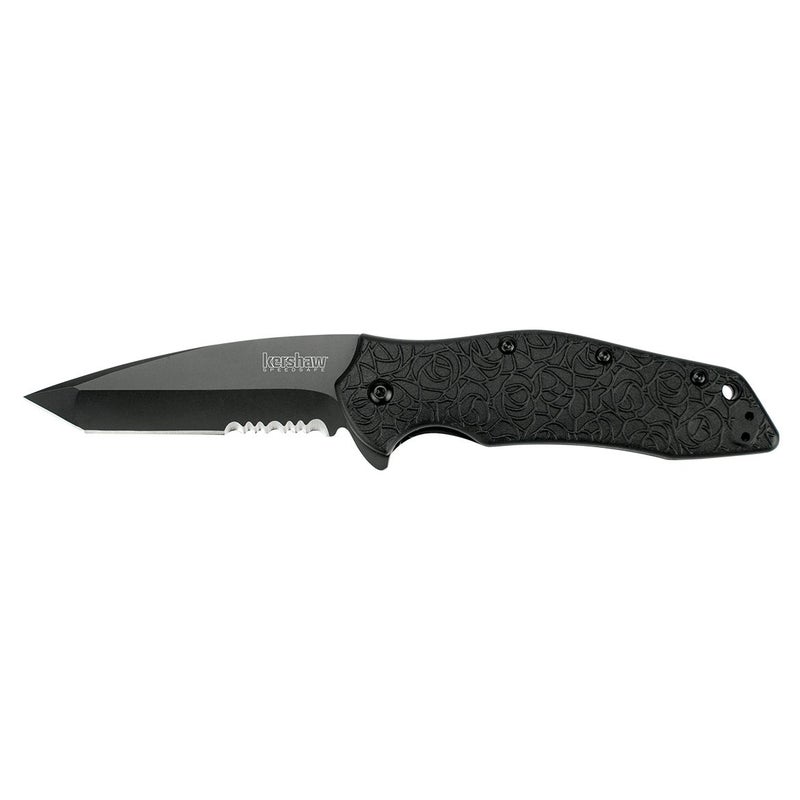 Kershaw Kuro Tanto Assisted Opening Knife (3.125" Black Serr) 1835TBLKST - Image 2
