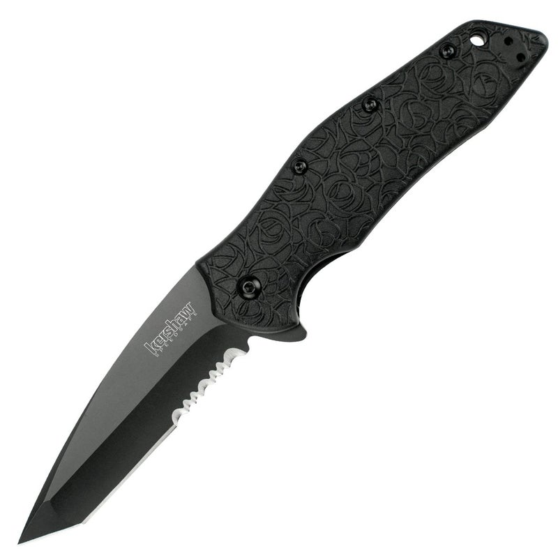 Kershaw Kuro Tanto Assisted Opening Knife (3.125" Black Serr) 1835TBLKST - Image 1
