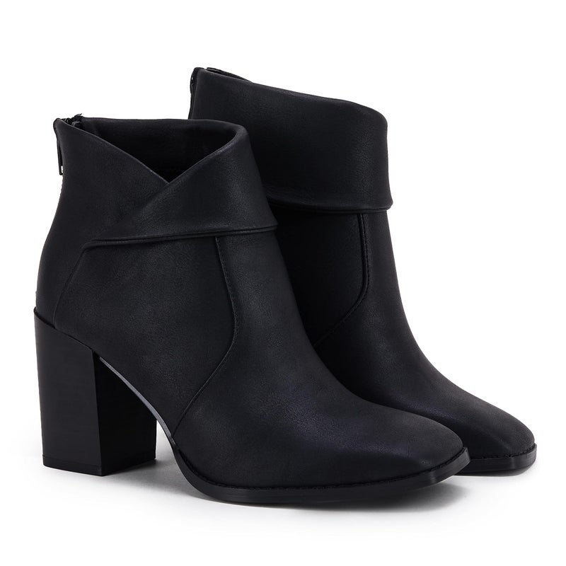 LAICIGO Womens Closed Toe Ankle Boots Slip On Zipper Mid Stacked Chunky Thick Heel Ankle Booties - Image 4