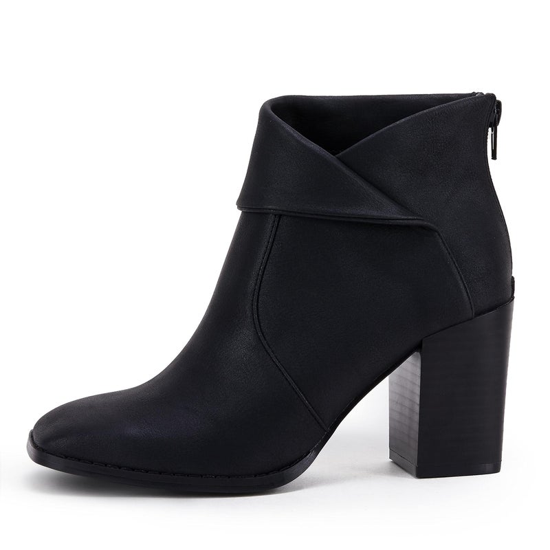 LAICIGO Womens Closed Toe Ankle Boots Slip On Zipper Mid Stacked Chunky Thick Heel Ankle Booties - Image 2
