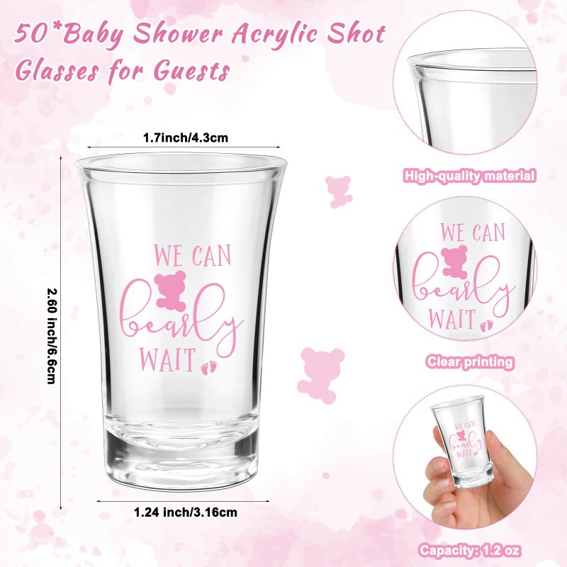 Singhoow 50 Sets Baby Shower Favor for Guests Acrylic Shot Glasses with Bottle Opener Keychains Thank You Tags and Bags Gender Reveal Party Favors for Guest Baby Shower Return Gift(Bear Girl) - Image 2