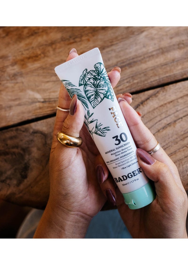 Badger Badger Mineral Daily and Face Sunscreens Combo Travel Set, Organic Sunscreen Moisturizer with SPF 30, Hydrating Everyday Sunscreen Lotion, Vegan & Unscented 1.7 fl oz & 4 fl oz  - Image 2