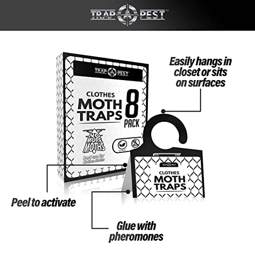 TRAP A PEST Clothing Moth Traps - 8 Pack - Non Toxic Moth Traps for Clothes with Pheromone Attractant - Odorless Sticky Trap for Closet, Carpets - Image 4