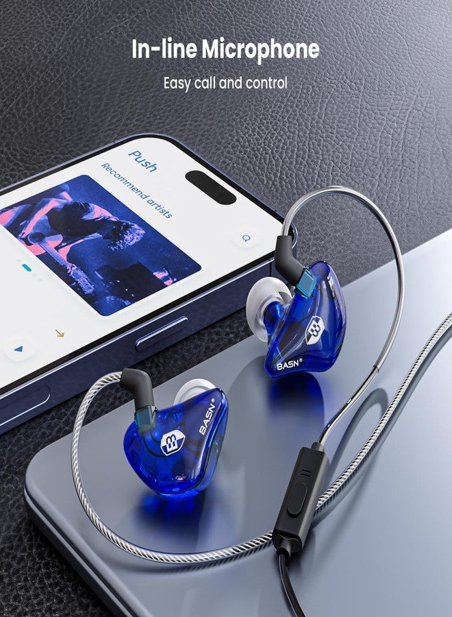 BASN Bsinger PRO In-Ear Monitors for Musicians, Two Detachable MMCX Cables with Noise Cancelling (Blue) - Image 4