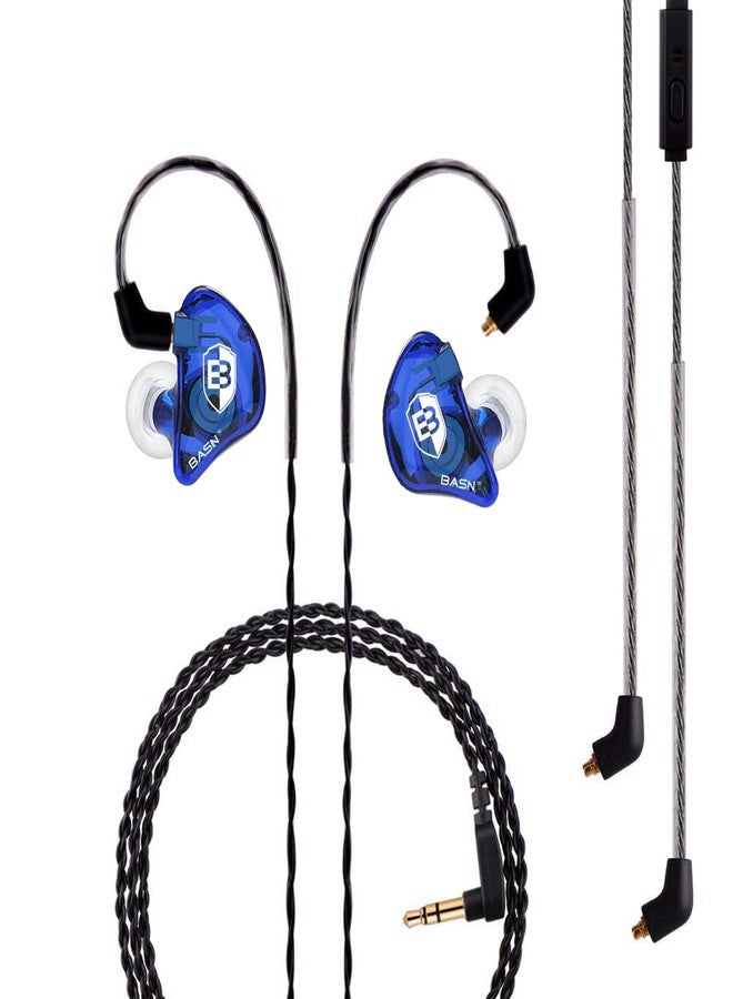 BASN Bsinger PRO In-Ear Monitors for Musicians, Two Detachable MMCX Cables with Noise Cancelling (Blue) - Image 1