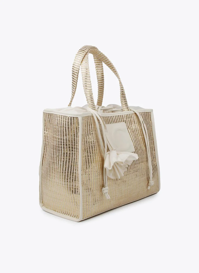 Lola Casademunt Large metallic raffia-effect tote bag