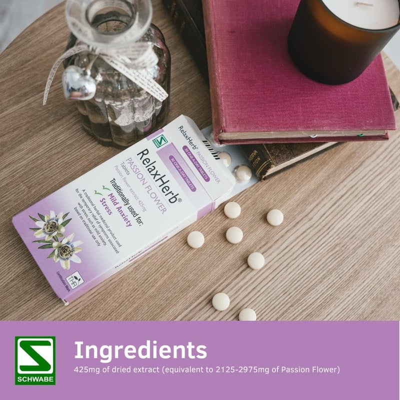 Schwabe Pharma RelaxHerb Passion Flower Extract 425g Traditionally Used for The Relief of Low Mood Traditional Herbal Medicinal Product 30 Tablets - Image 4