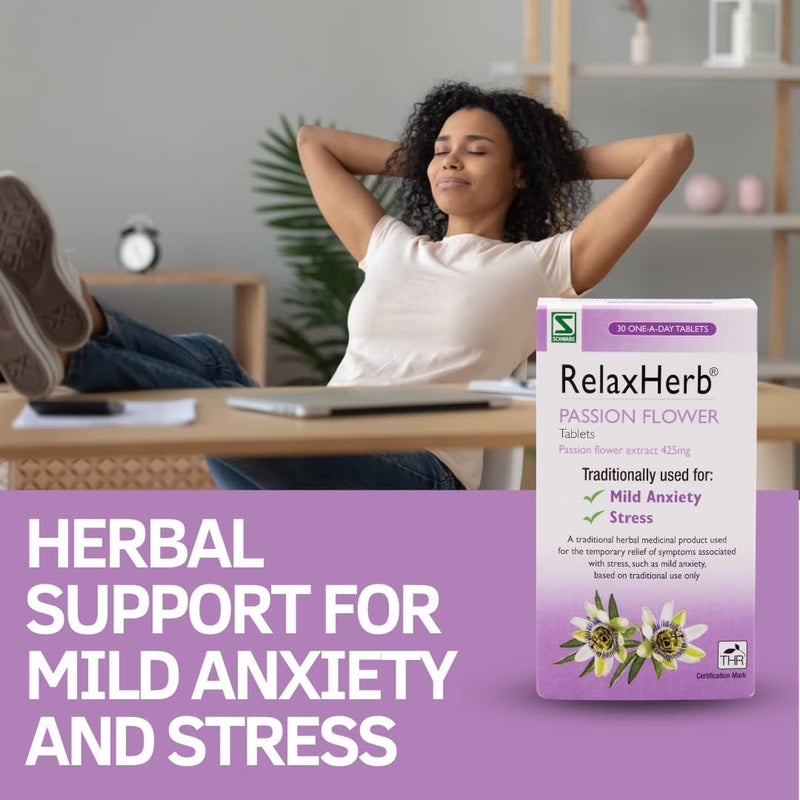 Schwabe Pharma RelaxHerb Passion Flower Extract 425g Traditionally Used for The Relief of Low Mood Traditional Herbal Medicinal Product 30 Tablets - Image 2