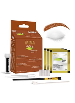 Mina Ibrow Hair Color Tint Kit Regular Pack With Brush For Professional Tinting & Coloring Covers Gray Hair Stays Up To 6 Weeks(30 Applications)(Copper Brown)