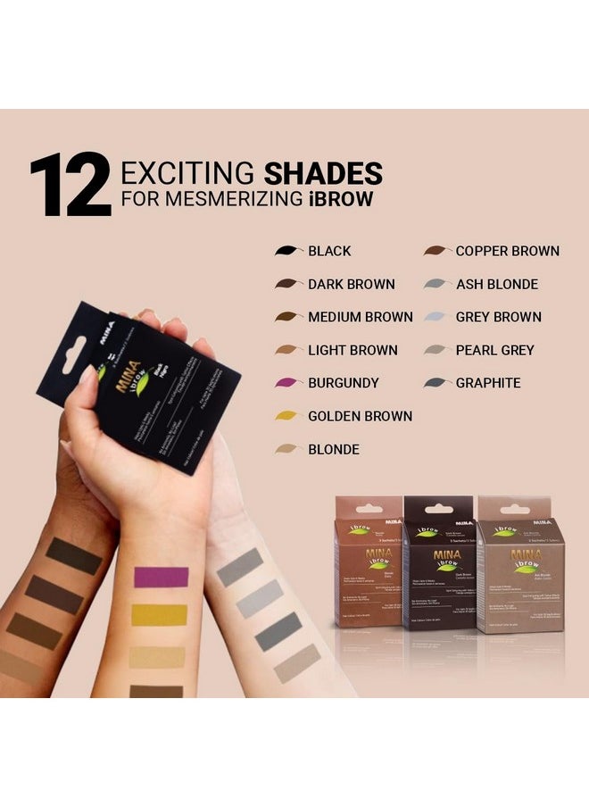 MinaiBrow - Mina Ibrow Hair Color Tint Kit Regular Pack With Brush For Professional Tinting & Coloring Covers Gray Hair Stays Up To 6 Weeks(30 Applications)(Copper Brown) - Image 1