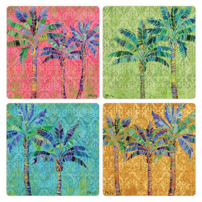 CoasterStone Paradise Palms Absorbent Coasters Set of 4 414 Multicolor