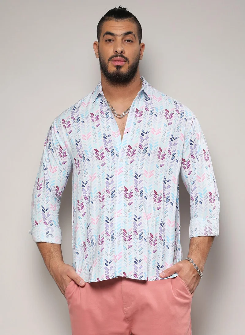 Instafab Plus Instafab Plus Men's Multicolour Abstract Print Shirt For Casual Wear | Spread Collar | Long Sleeve | Button Closure | Heavy Rayon Shirts Crafted With Comfort Fit For Everyday Wear