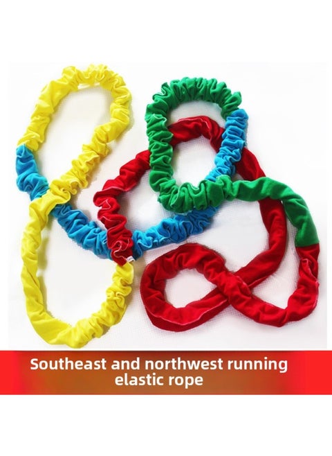 Southeast Northwest Running Pull Rope Parent-child Game Props East-south Running Elastic Ring Rainbow Rope-Color:Perimeter 4 M (2-8 People) Upgrade And Reinforcement