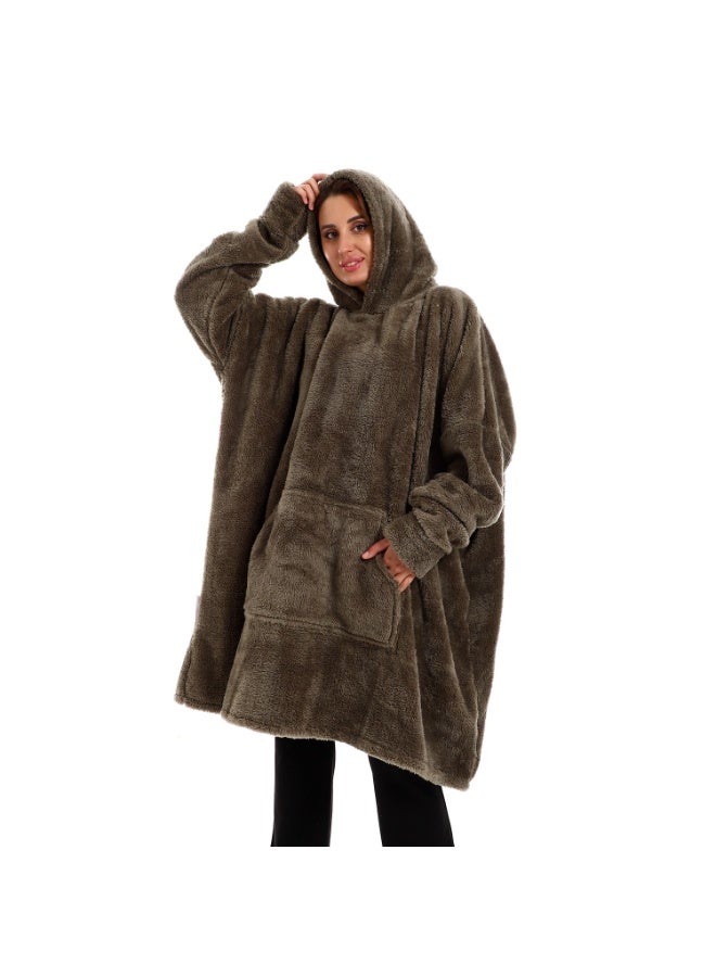 Snooze, Over-sized Wearable Blanket with Hoodie, Dark Green - Image 4