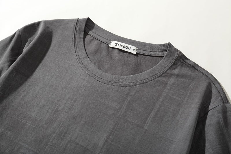 KLIEGOU Men's Light Weight T-Shirts - Elastic Cotton Crew Neck Tees 2566 Dark Grey M - Image 5